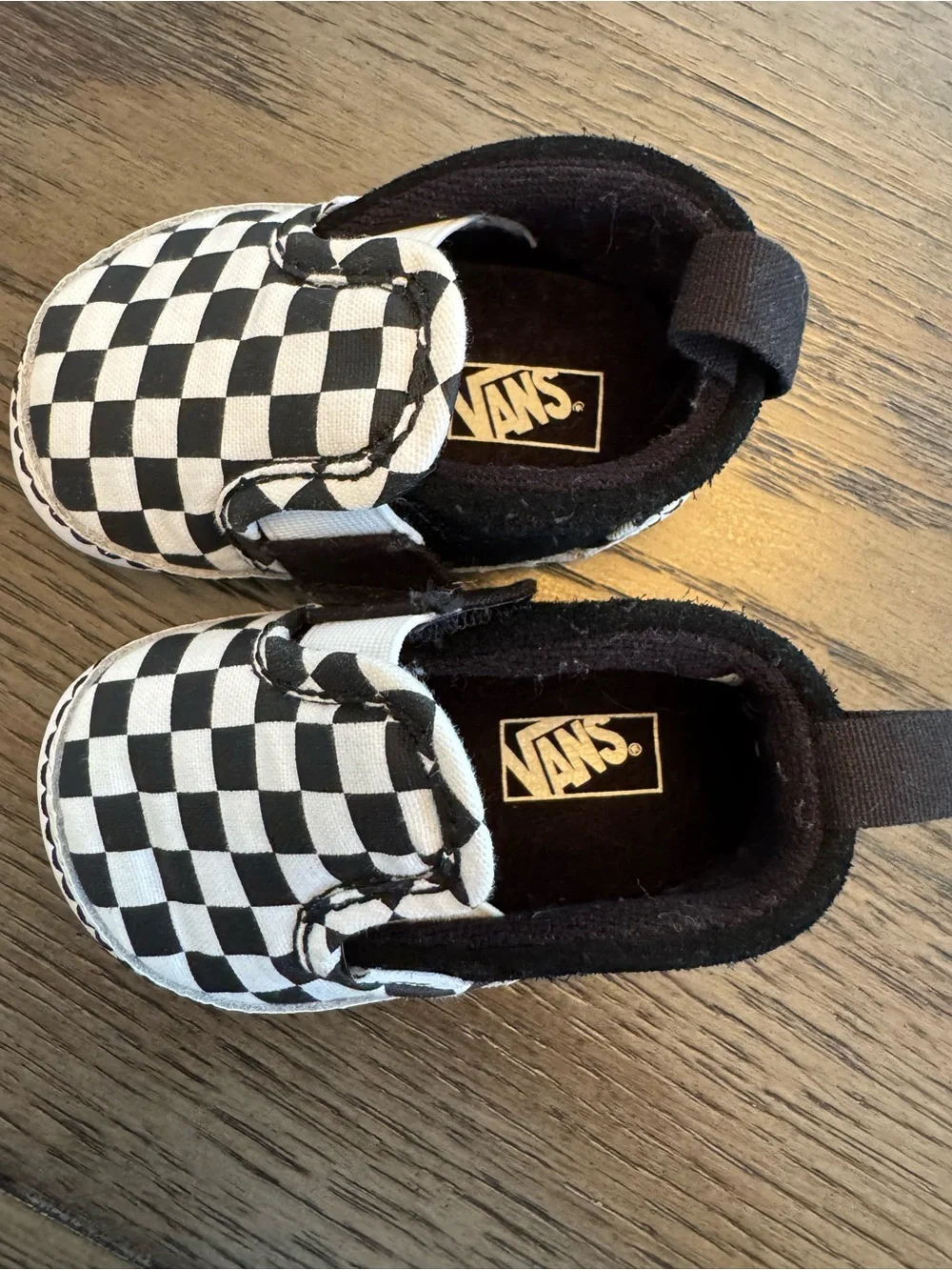 Vans Baby Checkerboard Slip-On Shoes - Black & White